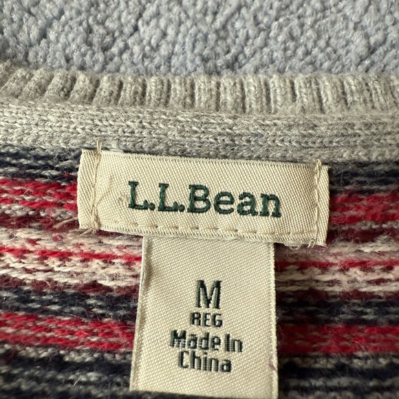 L.L. Bean Gray and Pink Striped Cardigan - Picture 6 of 8